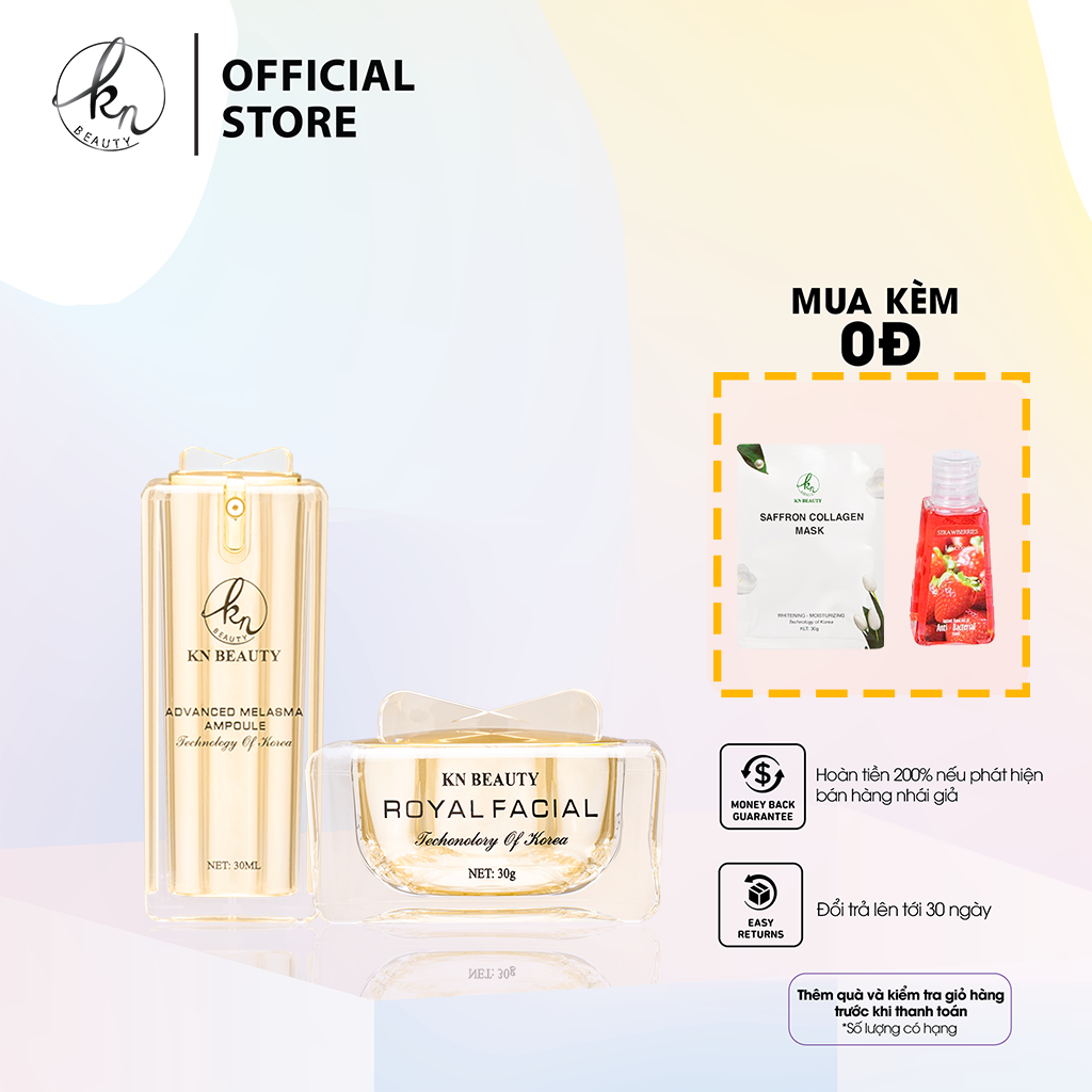 Bộ đôi nâng cơ trẻ hóa KN beauty: Ampoule Nâng Cơ Trẻ Hóa Da và Kem Dưỡng Trắng Da Ngừa Nám – Royal Facial
