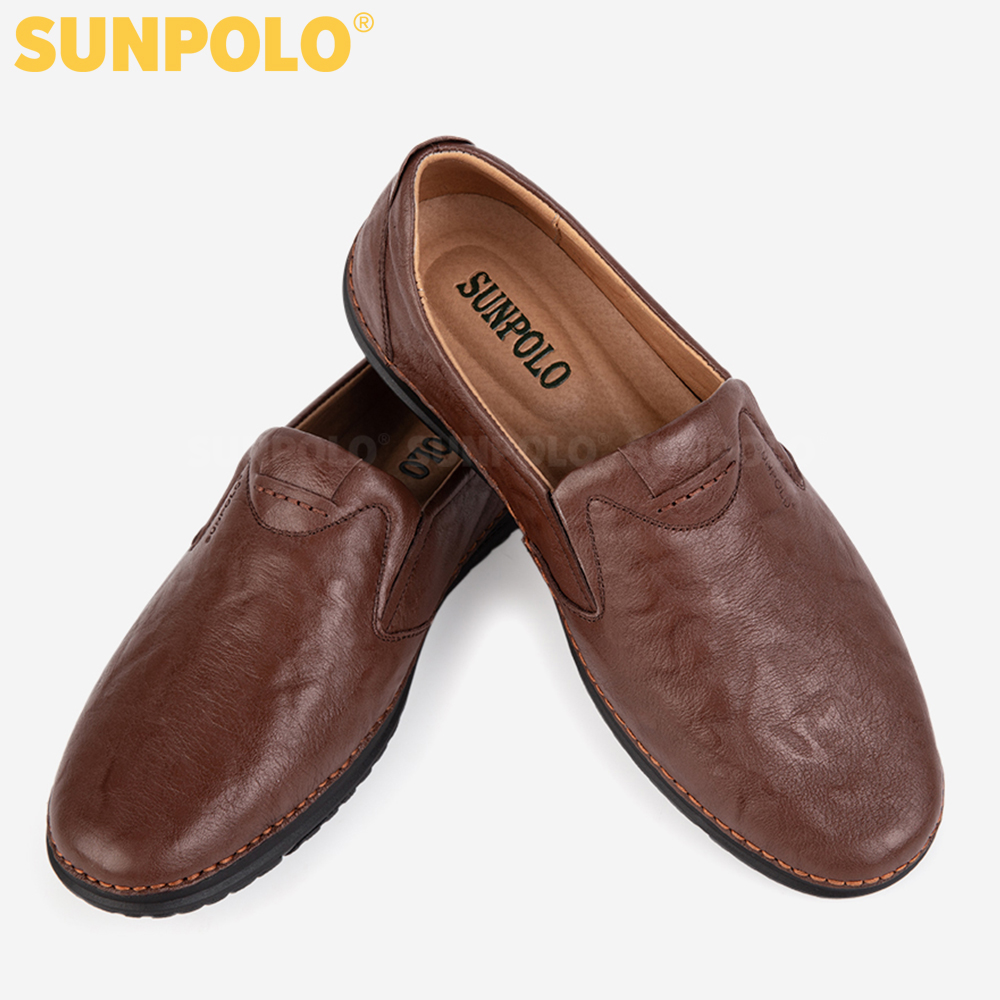Giày Mọi Nam Da Bò Cao Cấp SUNPOLO CS5026 Mũi bo tròn thanh lịch (Đen, Nâu)