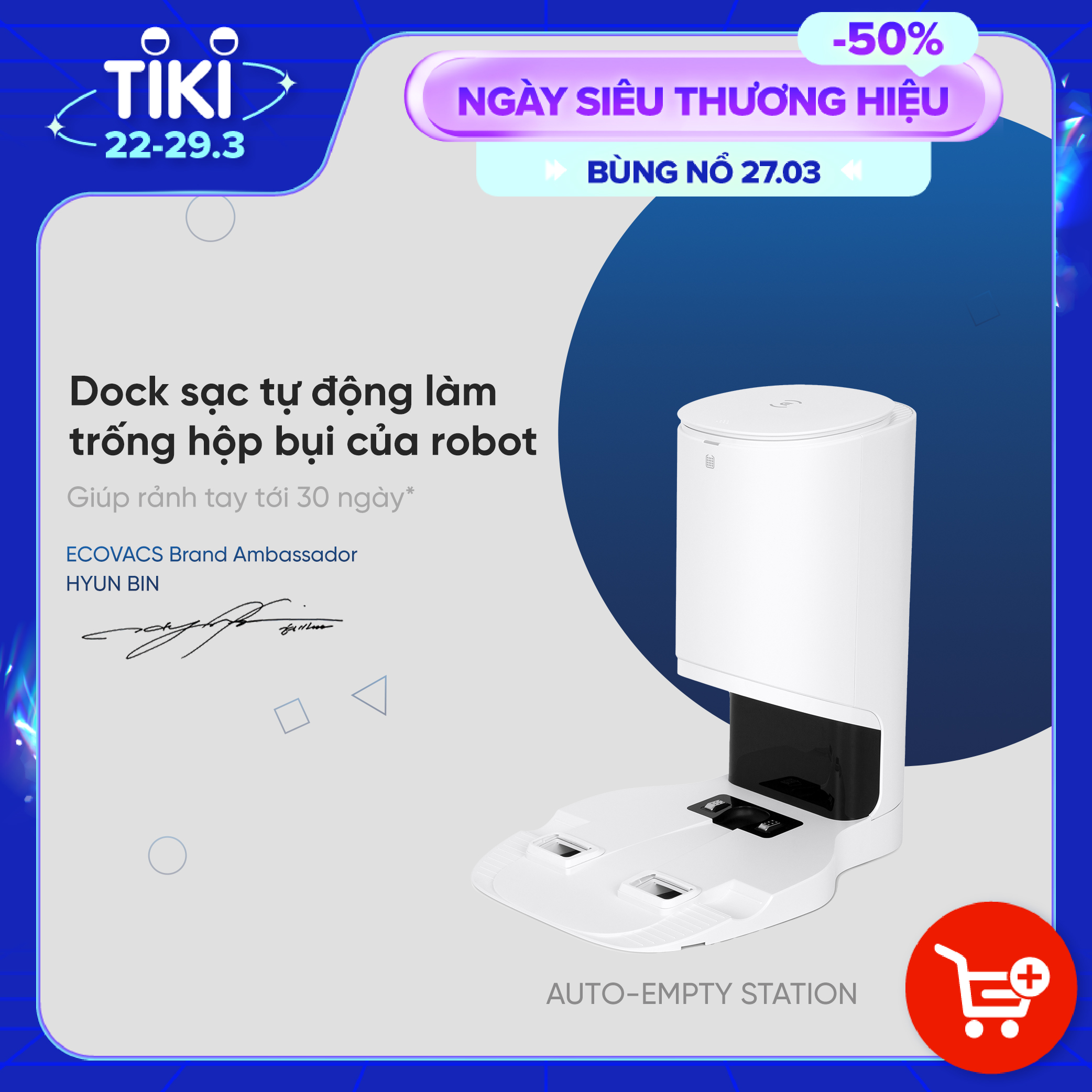 Dock sạc hút rác tự động cho robot hút bụi lau nhà Ecovacs Deebot N8 Pro/T9