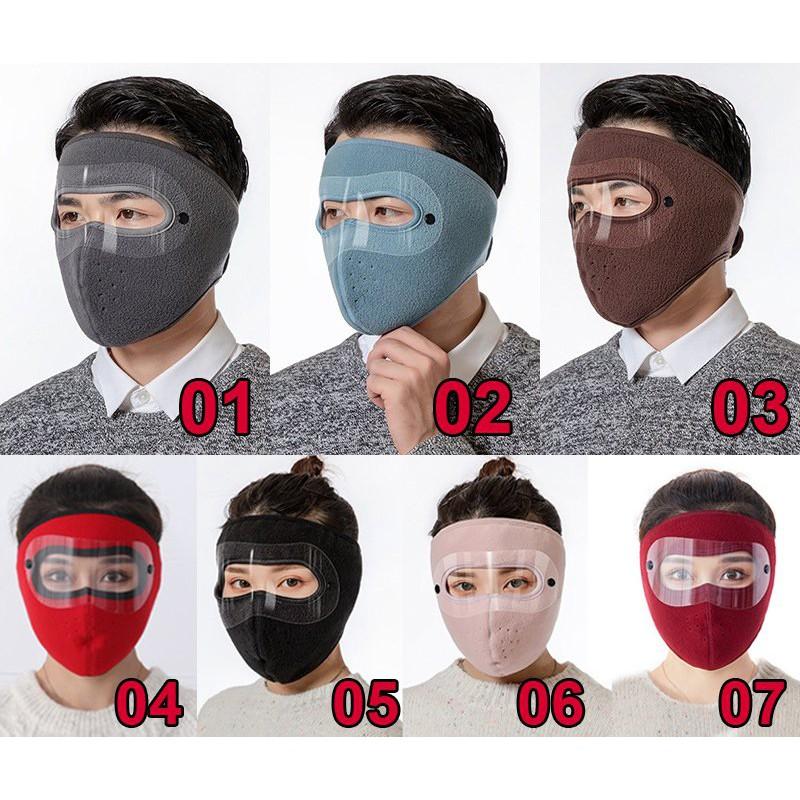 Khẩu trang ninja vải nỉ kính che kín mặt kín tai chống nắng gió lạnh bụi - khau trang kinh che kin