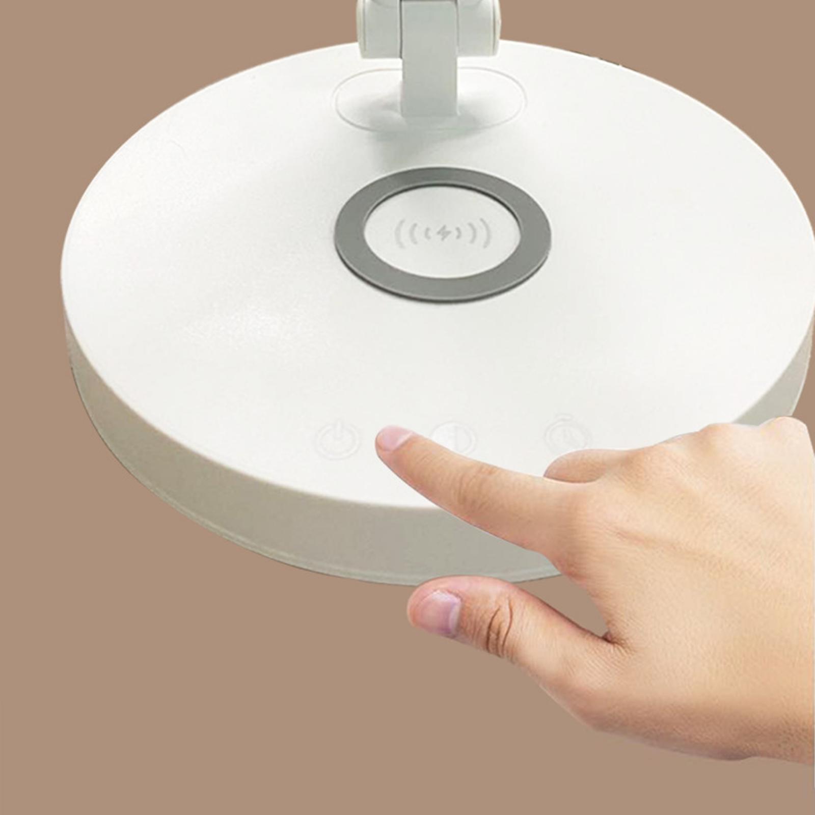 LED Desk Lamp with USB Charging Ports and Wireless Charger - 5 Adjustable Brightness Levels, Touch/Timer Function Reading Light