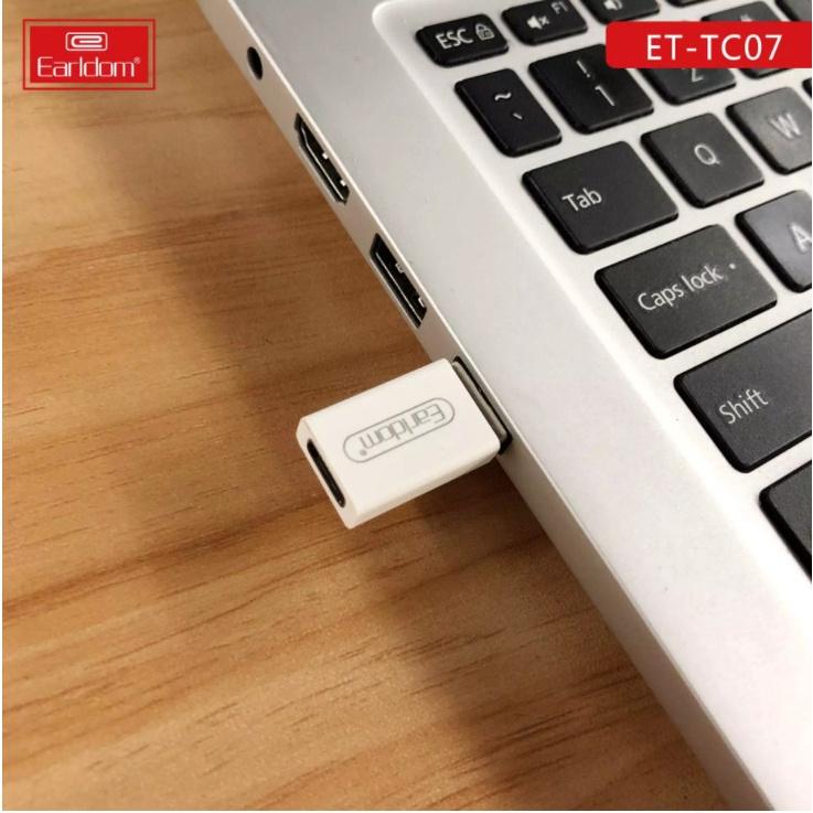 Jack Chuyển Type C sang USB Earldom ET-TC07 chuyển đổi từ cổng USB Type- A sang USB Type- C - hàng chính hãng