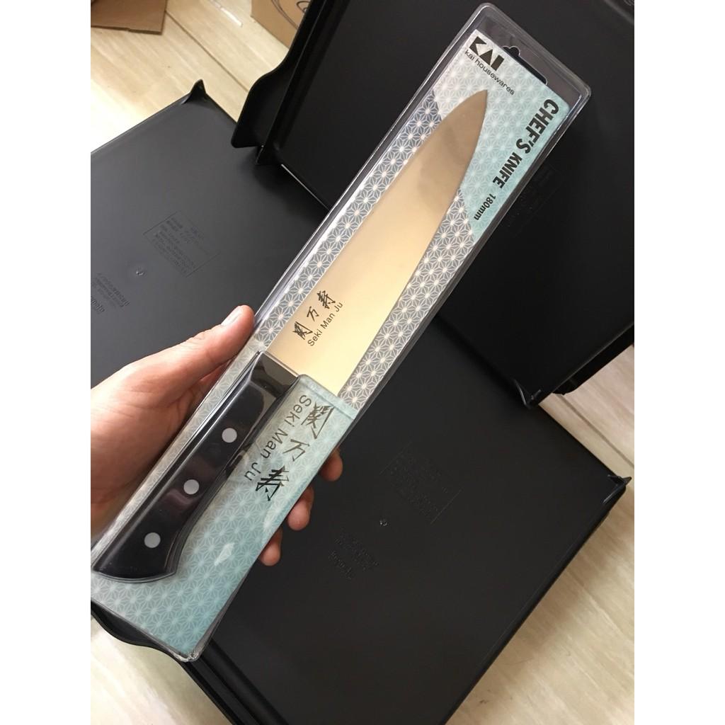 Dao bếp Nhật Bản lưỡi nhọn bản nhỏ Seki KAI 18cm, cán nhựa ABS, lưỡi thép không gỉ