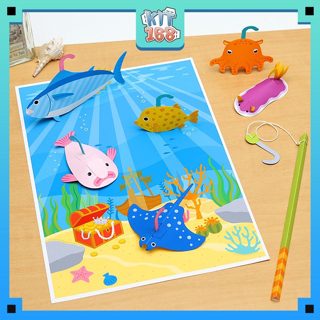Mô hình giấy đồ vật đồ chơi Trò chơi câu cá đáy biển