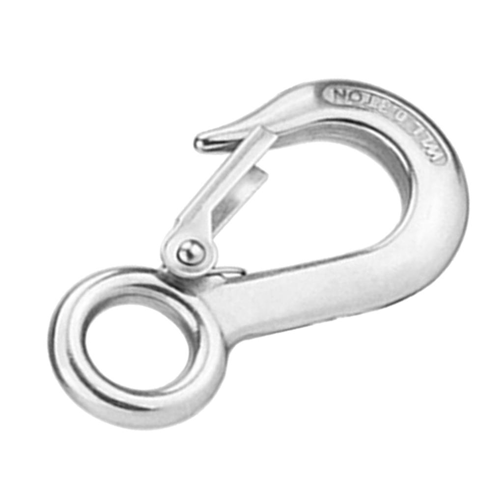 2xStrong Stainless Steel Eye Hook W/ Clevis Safety Latch for Winch Cable 0.3T