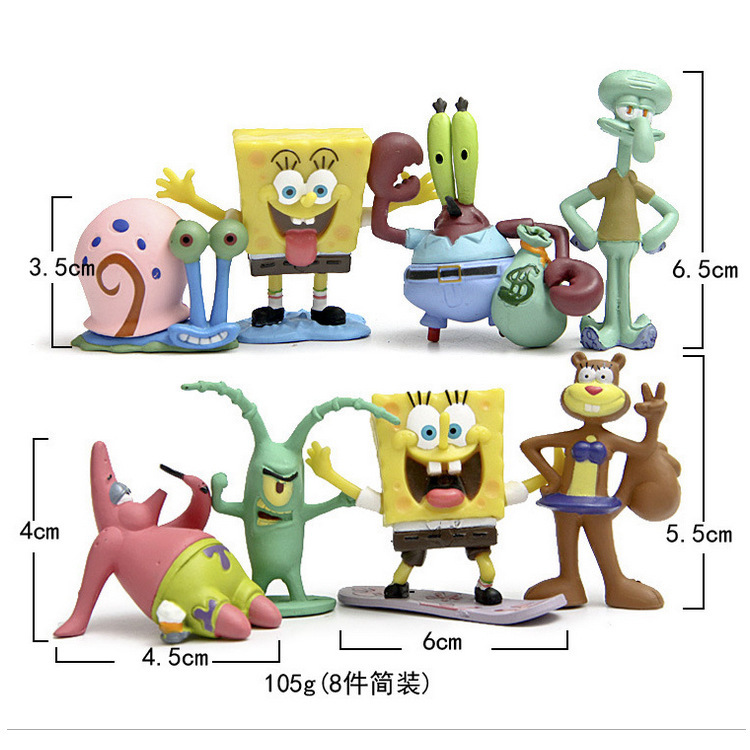 Bộ 08 Mô Hình Nhân Vật Bọt Biển Tinh Nghịch - Sponge Bob