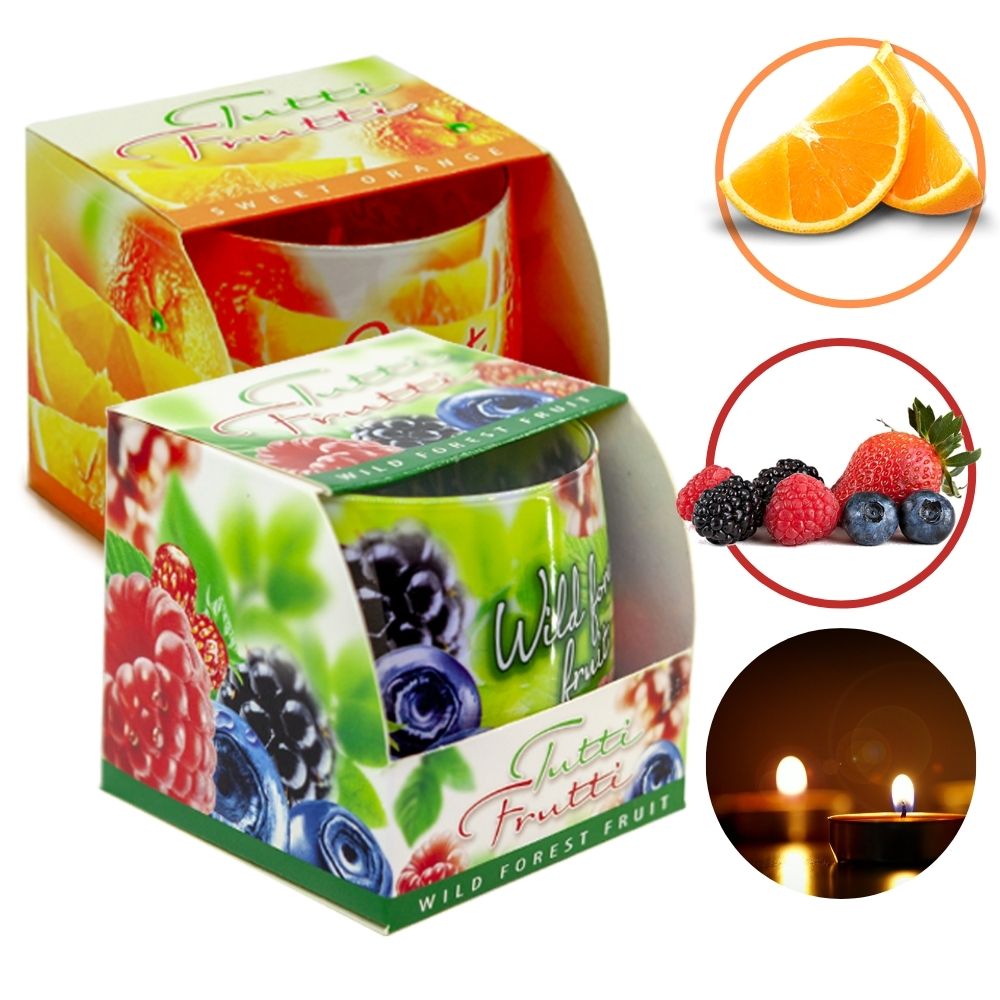 Combo 2 ly nến thơm tinh dầu Bartek Tutti Frutti 100g - trái cây rừng, nến trang trí, thơm phòng, thư giãn, hỗ trợ khử mùi