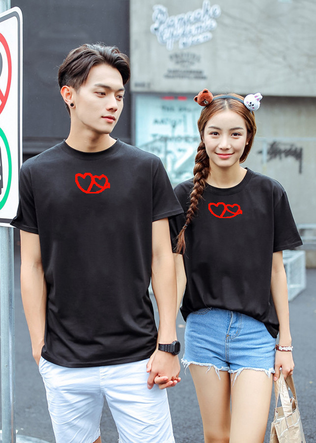 Bộ Áo Thun Đôi Nam Nữ Màu Đen A960