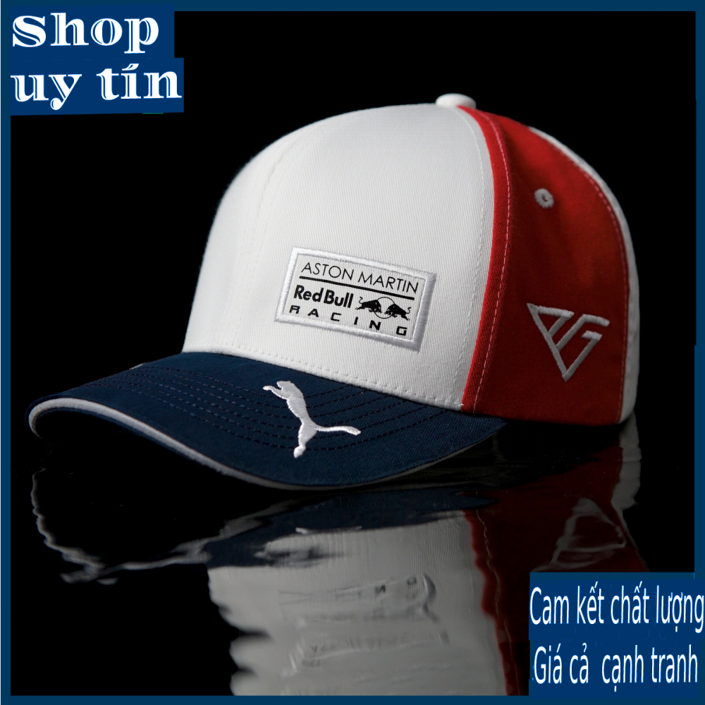 Freeship - MŨ/NÓN KẾT LƯỠI TRAI PM RACING 10 THÊU BÁO SƯ TỬ BÊN PHỐI MÀU XANH - ĐỎ - TRẮNG THỜI TRANG NAM NỮ CAO CẤP - MÀU XANH ĐEN