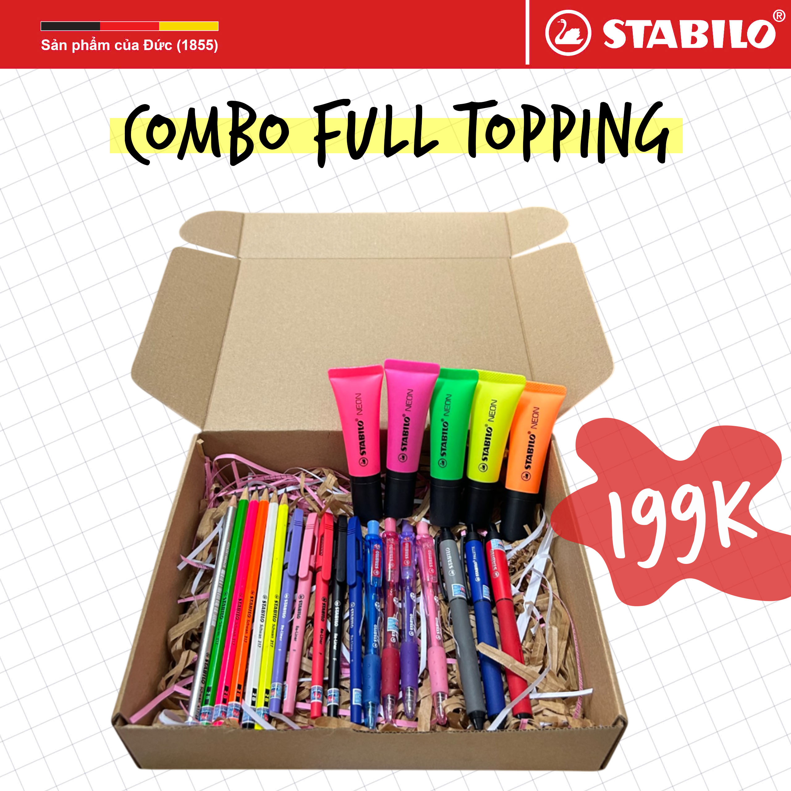 [GIÁ SỐC 199K] Combo FULLTOPPING 12 món sản phẩm STABILO