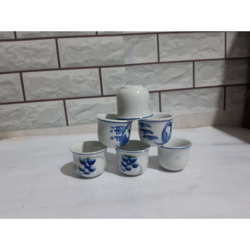 Ly, tách sứ họa tiết xanh 20 Cái