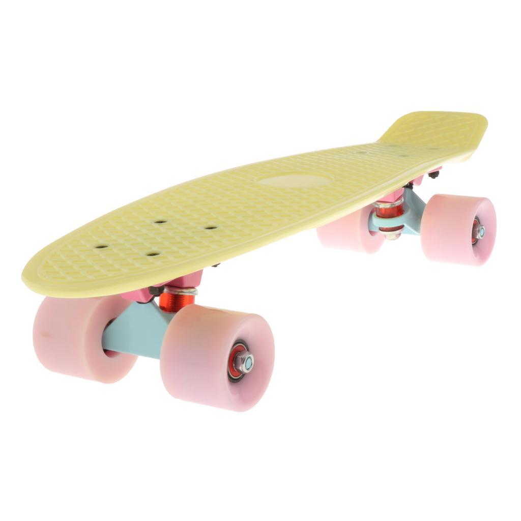 Complete Cruiser Skateboards Skate Board Mini 22 Inch Highly Flexible Plastic Longboard Decks for Beginners Kids Professional with PU Wheels