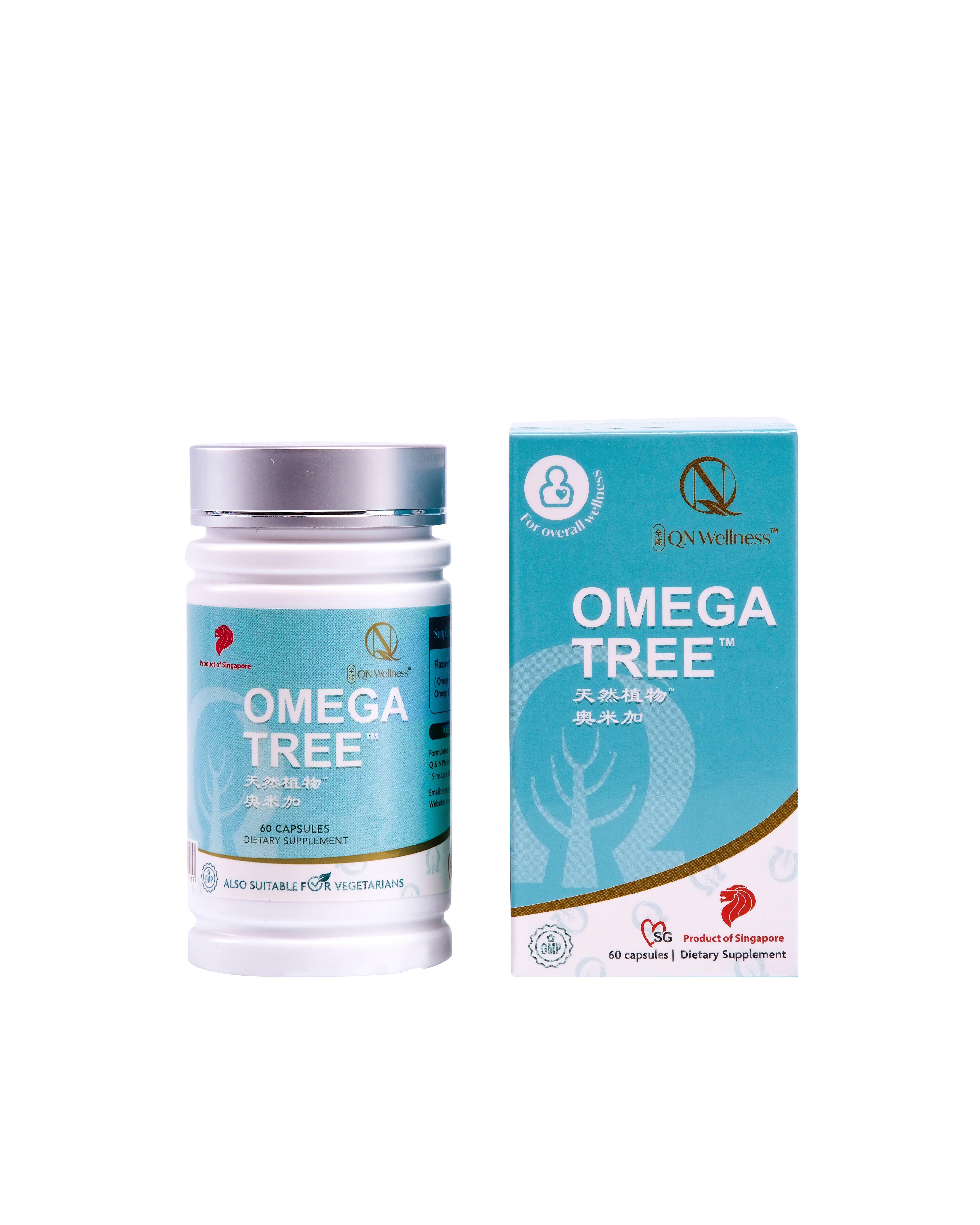 Viên Uống Omega-3 Thực Vật Omega Tree QN Wellness Thuần Chay Chiết Xuất Từ Dầu Hạt Lanh, Hỗ Trợ Sức Khỏe Tim Mạch & Làn Da - Hộp 60 Viên