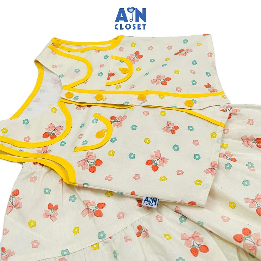 Bộ quần áo Ngắn bé gái họa tiết Dâu Nơ Vàng Cotton - AICDBGXAIUTZ - AIN Closet