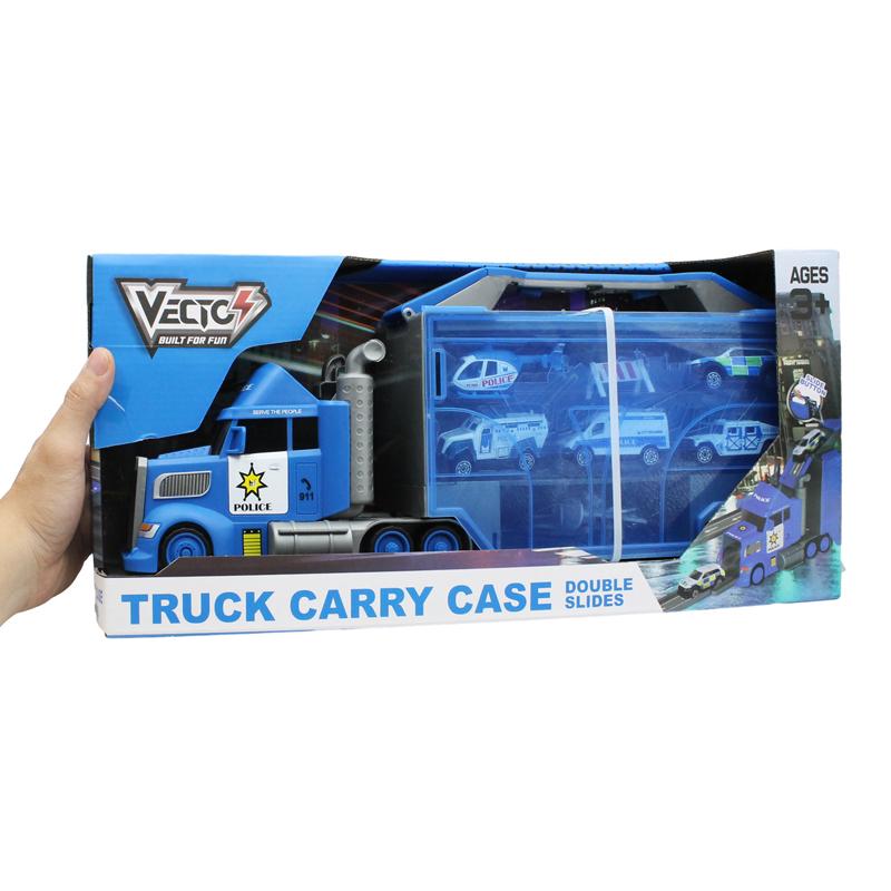 Bộ Đồ Chơi Mô Hình Xe Tải Cảnh Sát Nhiều Ngăn Có Tích Hợp Đường Trượt - Vecto VT112