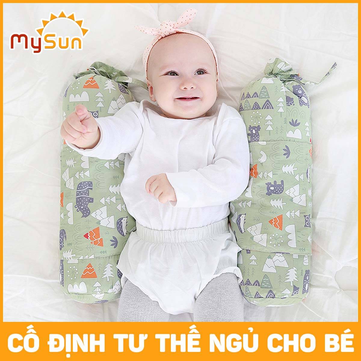 Bộ gối ôm nằm chặn cho trẻ bé sơ sinh ngủ chống giật mình an toàn cao cấp MySun