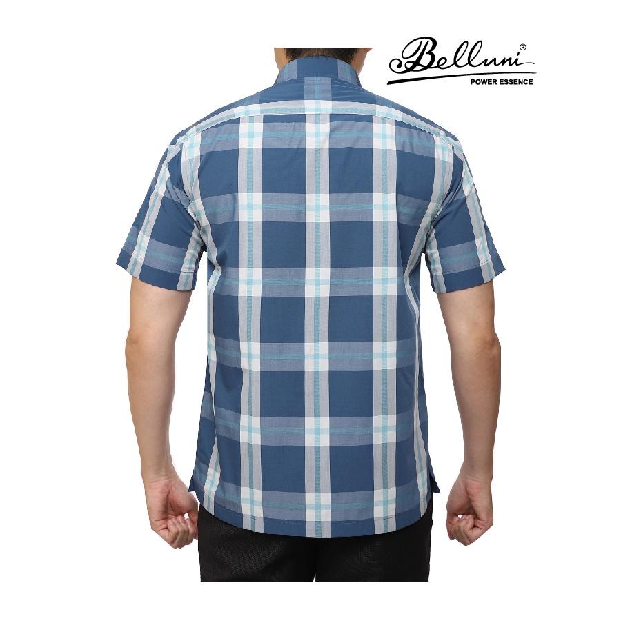 Áo sơ mi nam ngắn tay BELLUNI sợi sen sọc caro trẻ trung - ABN.LN.BE.203.BG1