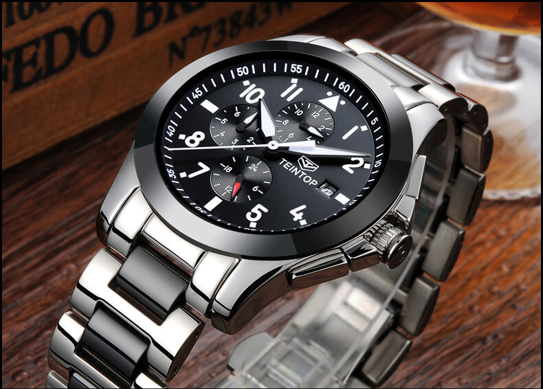 Đồng hồ nam chính hãng Teintop T8818 Fullbox, Kính sapphire ,chống xước,chống nước,mặt đen dây đen ,thép không gỉ 316L, máy cơ (Automatic), Mới 100%,Bảo hành 12 tháng,thiết kế đơn giản,sang trọng và lịch lãm