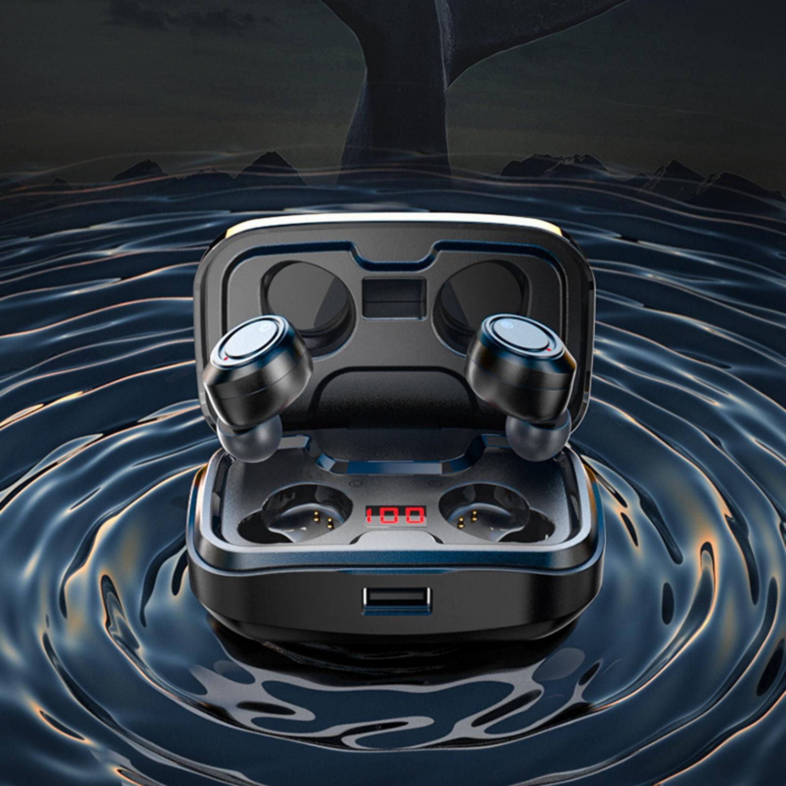 HiFi Sound Waterproof Bluetooth Earbuds Headphone Earphones 3500mAh Black