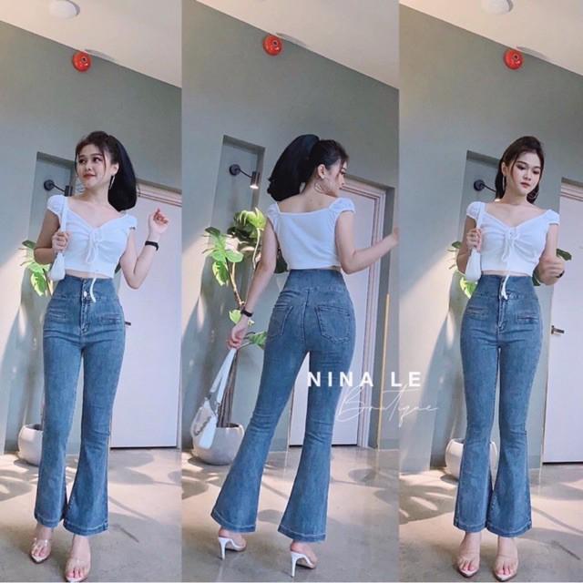 QUẦN JEANS LOE LƯNG KIỂU TÚI NẸP- hình thật chính chủ