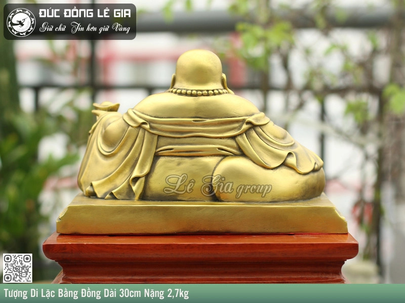 Tượng Di Lặc Bằng Đồng Dài 30cm Nặng 2,7kg