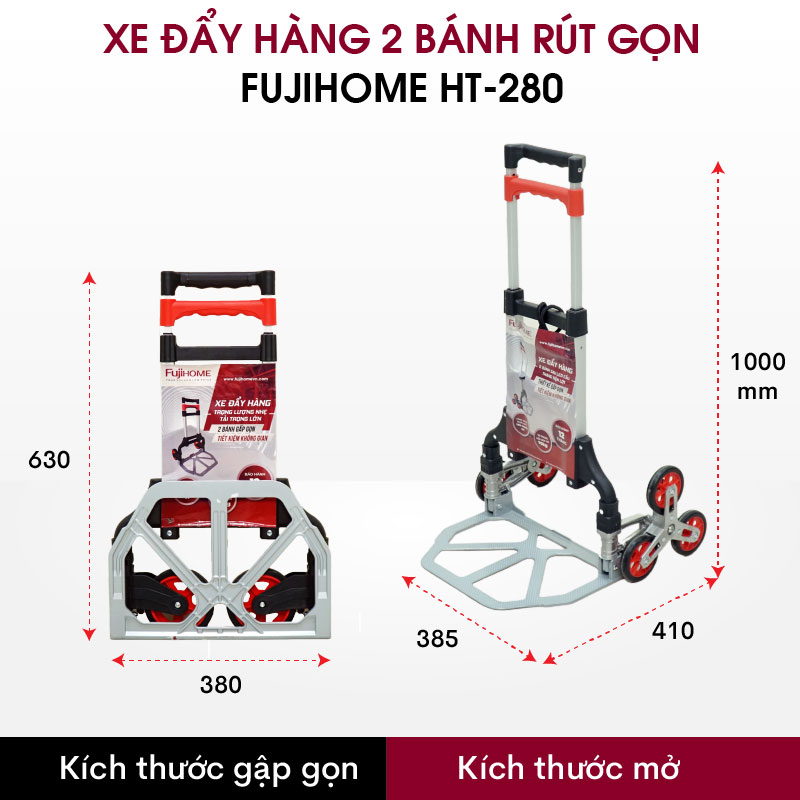 Xe đẩy kéo hàng 2 bánh rút gọn đa năng FUJIHOME HT-280