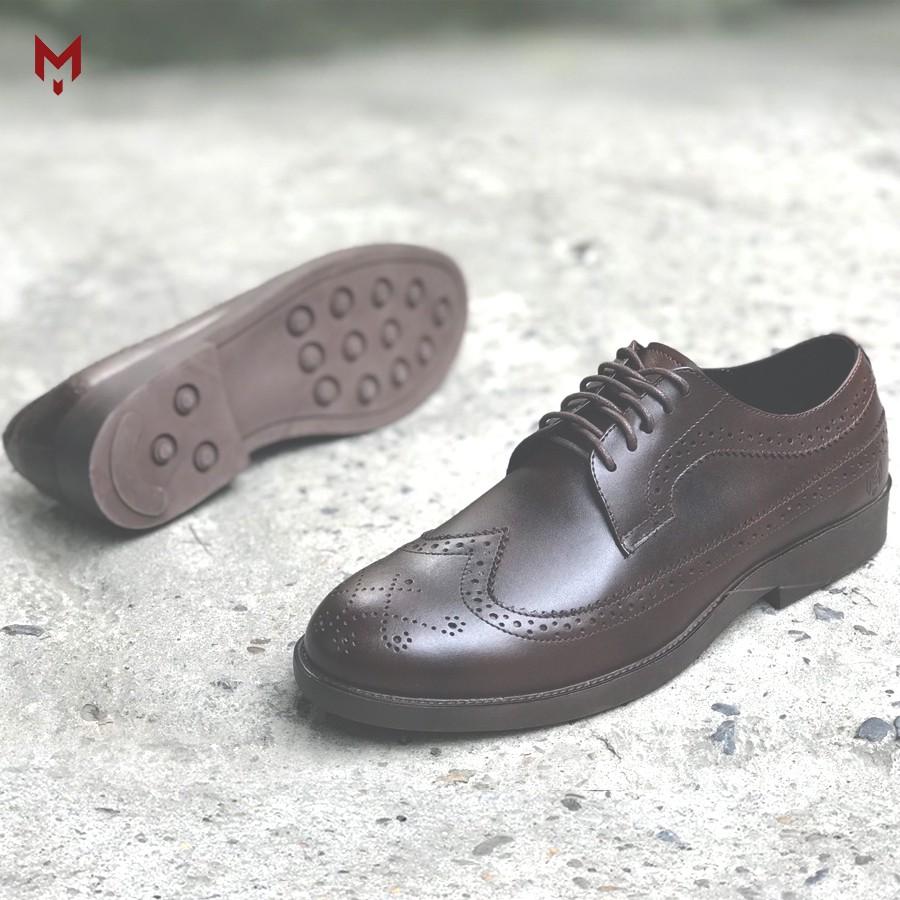 Giày tây Derby Brogues Longwing MAD Black công sở nam da bò cao cấp thời trang chất lượng tốt