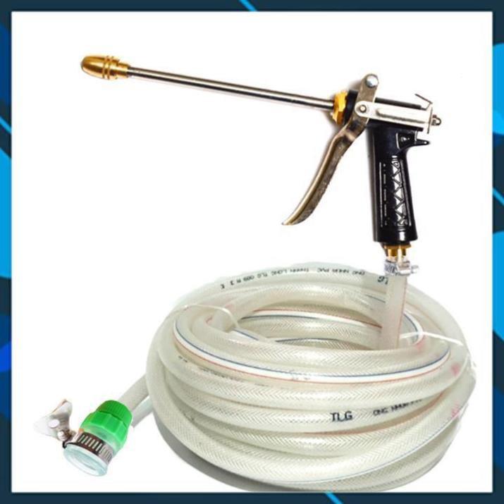 Bộ dây vòi xịt nước rửa xe, tưới cây , tăng áp 3 lần, loại 7m, 10m 206318 đầu đồng, cút đồng, + túi đựng bút