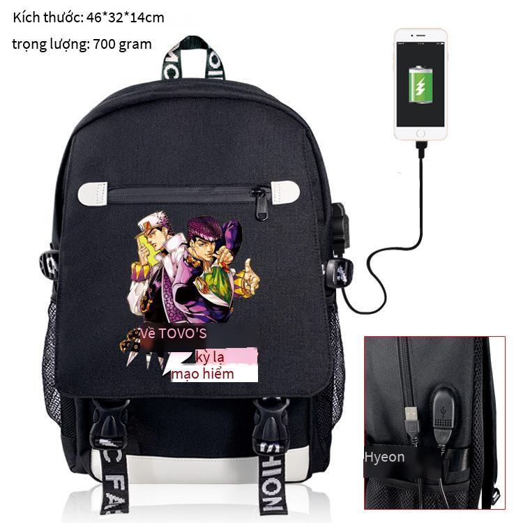 Đảm Bảo Chất Lượng Của Jojo Kỳ Dị Phiêu Lưu Ngoại Vi Ba Lô Hoạt Hình Anime Cáp Dữ Liệu USB Ba Lô Sạc Học Tất Túi