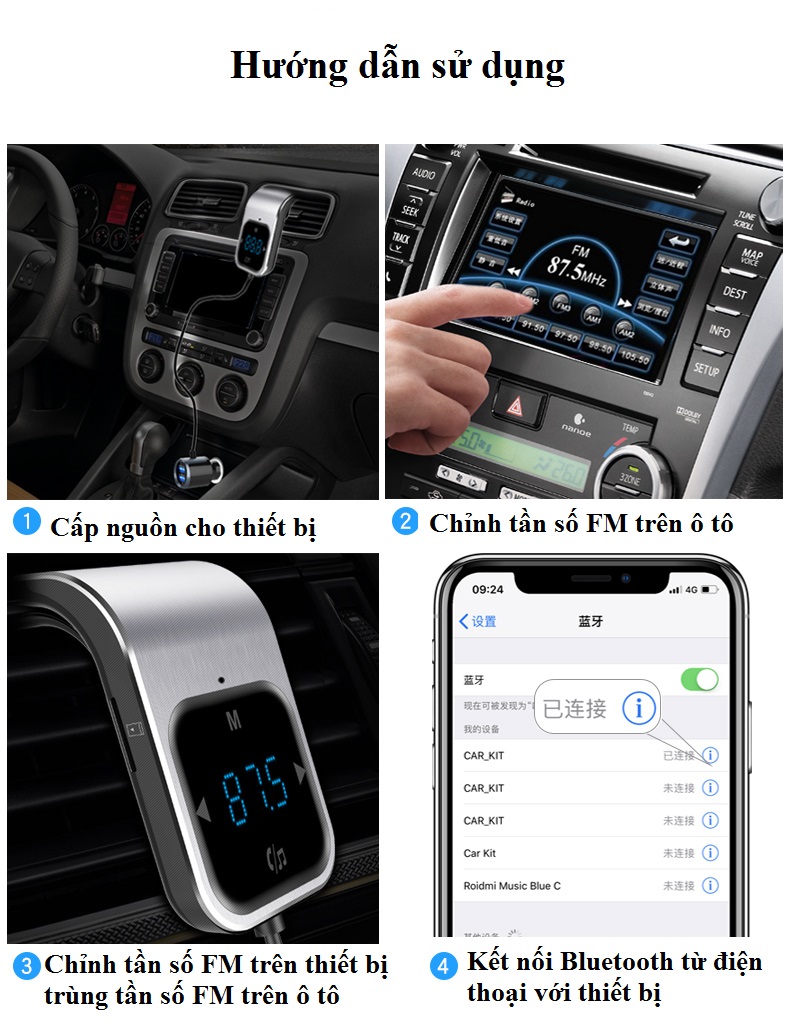 Bộ Chuyển Đổi Dùng Trên Ô Tô MP3 – FM  Có Bluetooth BC39