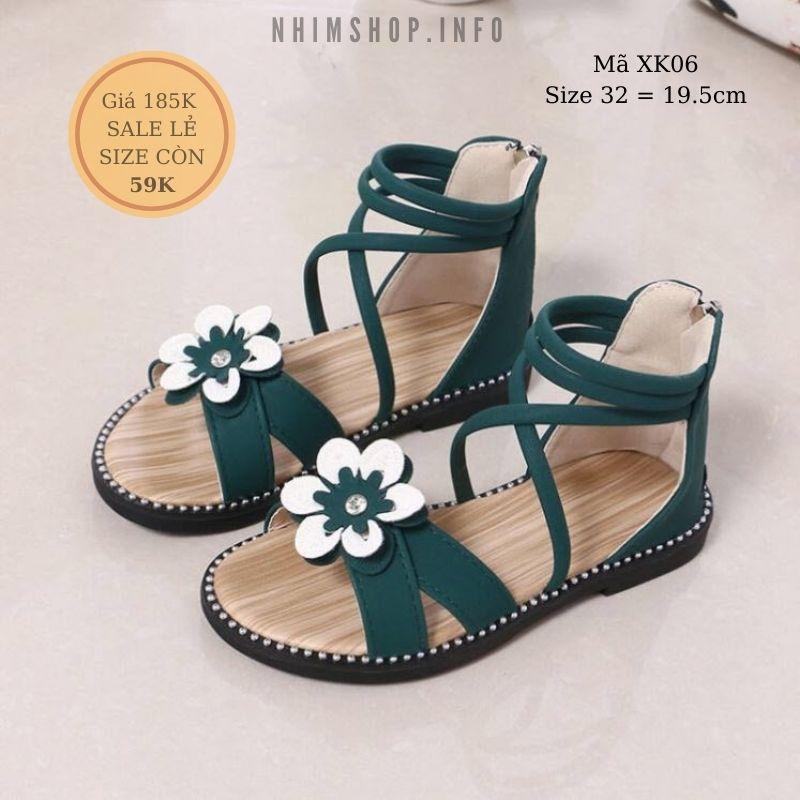 Sandal bé gái lớp 1 - 2 đi học dép da mềm khóa kéo thời trang sale nốt size 32 giá siêu rẻ XK07