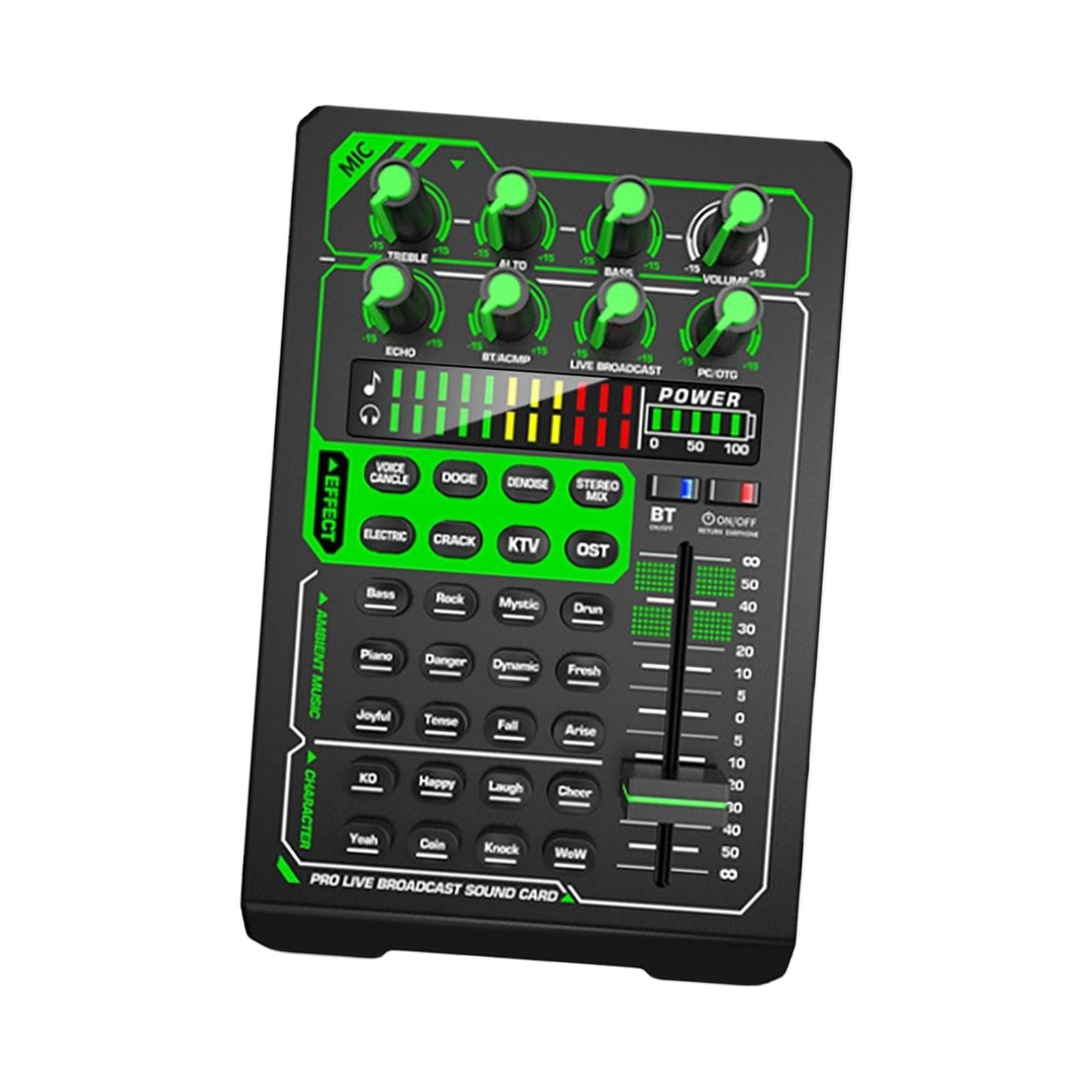 Live Broadcast Sound Card DJ Mixer Condenser for with 8 Control Knobs