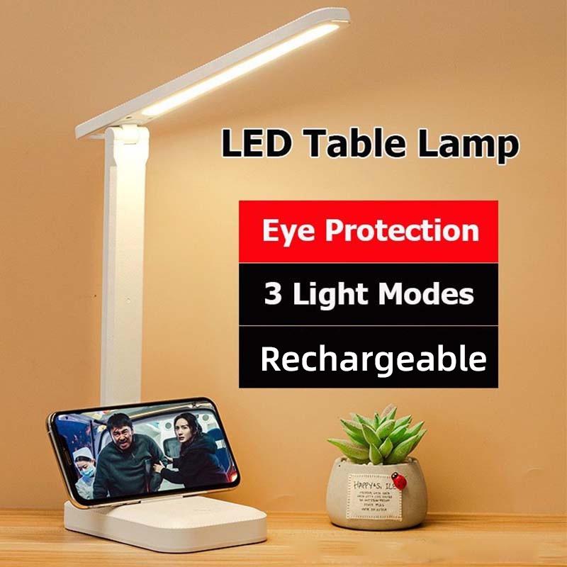 Đèn học Bảo vệ mắt Đèn bàn LED Đèn bàn học có thể gập lại Điều khiển cảm ứng 3 chế độ ánh sáng USB Có thể sạc lại Đèn ngủ di động