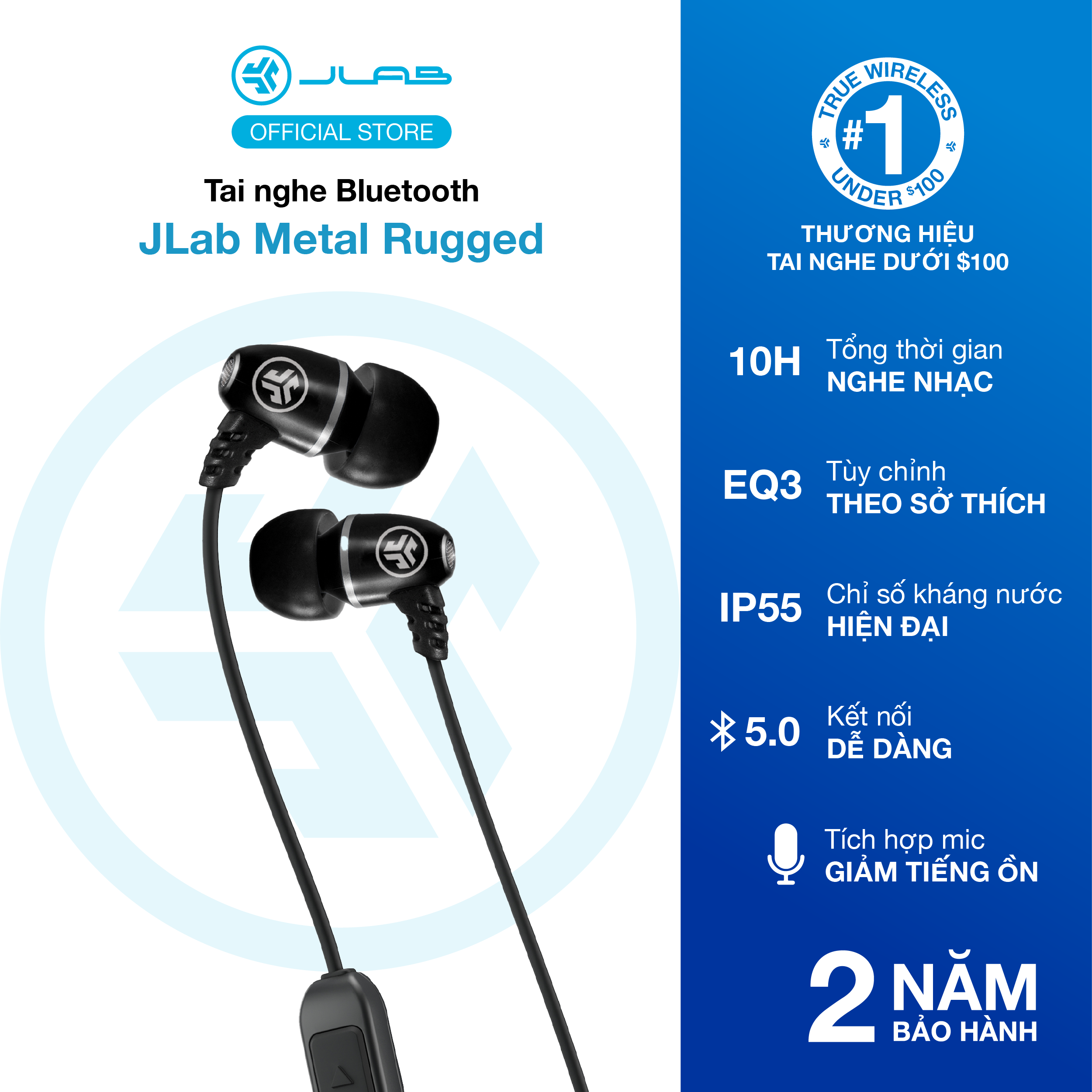 Hình ảnh Tai nghe Bluetooth Wireless JLab Metal Rugged - Hàng chính hãng