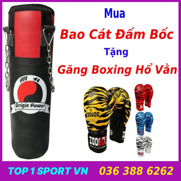 Bao cát đấm bốc boxing treo tường đã nhồi hoàn thiện dày 3 lớp siêu bền tặng kèm găng boxing Zooboo cao cấp thế hệ mới