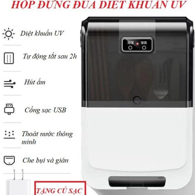 Hộp Đựng Đũa Muỗng Khử Trùng Bằng Tia UV Hút Ẩm Thông Minh Tiện Dụng Cho Nhà Bếp