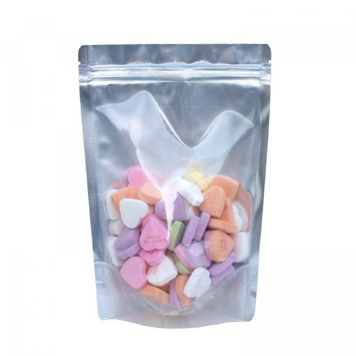 Túi zipper đáy đứng 1 mặt trong 1 mặt bạc size 18x26