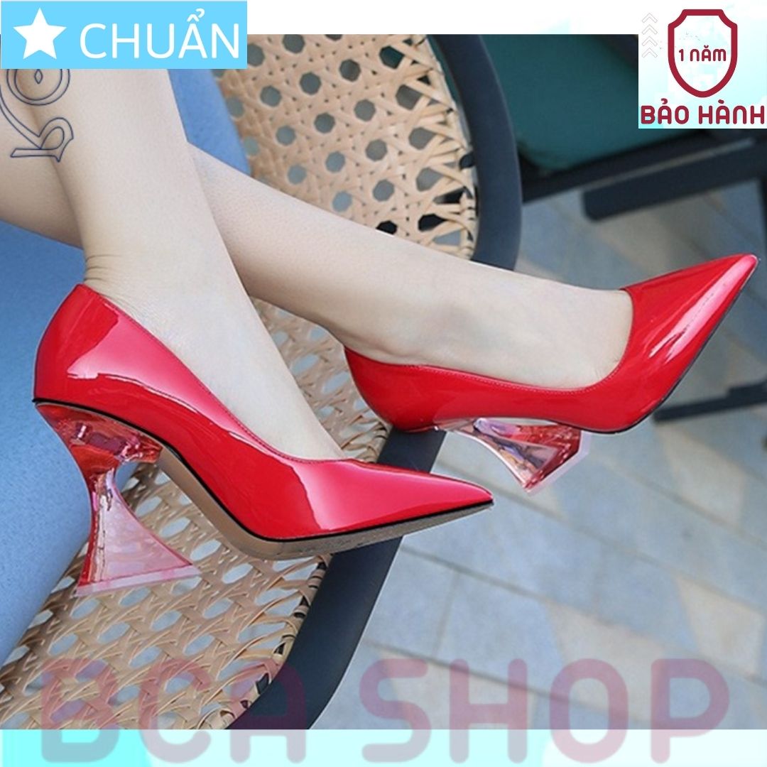 Giày cao gót nữ bít mũi 7p RO505 ROSATA tại BCASHOP đế trong suốt cách điệu, sang trọng và đẳng cấp - màu đỏ