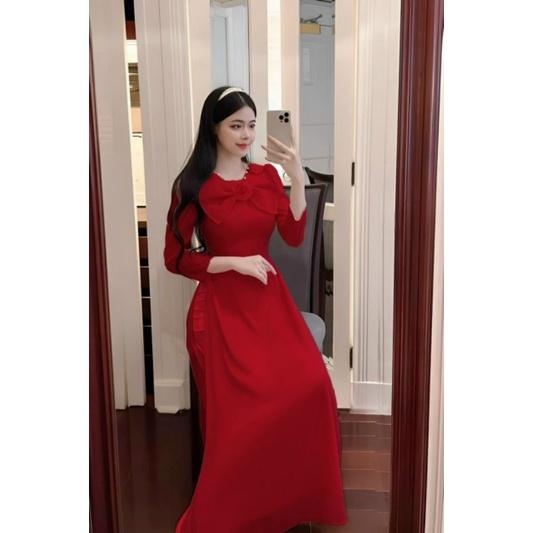 SÉT BỘ ÁO DÀI TAY BỒNG CỔ NƠ