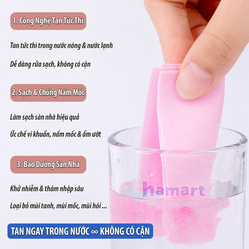 Túi 30 Miếng Lau Sàn Nhà Hoà Tan Trong Nước 2 Mùi Hương Hoa Làm Sạch Khử Khuẩn Bảo Dưỡng Nền Gỗ Đá