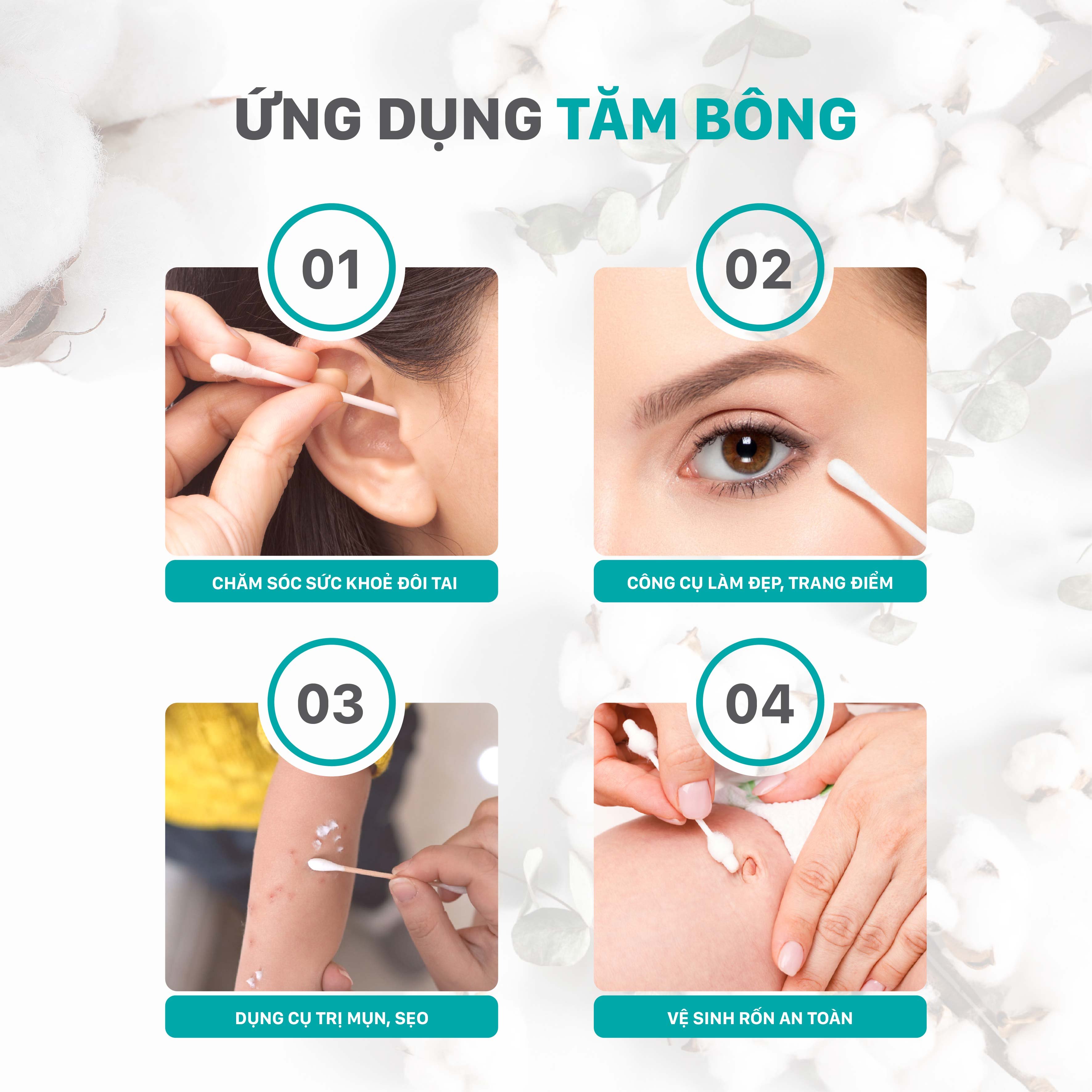 Combo 10 Tăm Bông NIVA Dành Cho Người  Lớn Hũ 100 Que Nhựa Ah1