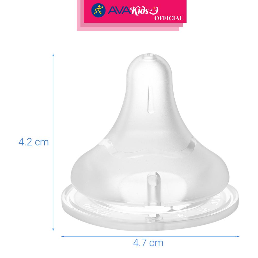 Bộ 2 núm ti Pigeon siêu mềm Plus WN3 cổ rộng size M (3 - 6 tháng) - Hàng Chính Hãng