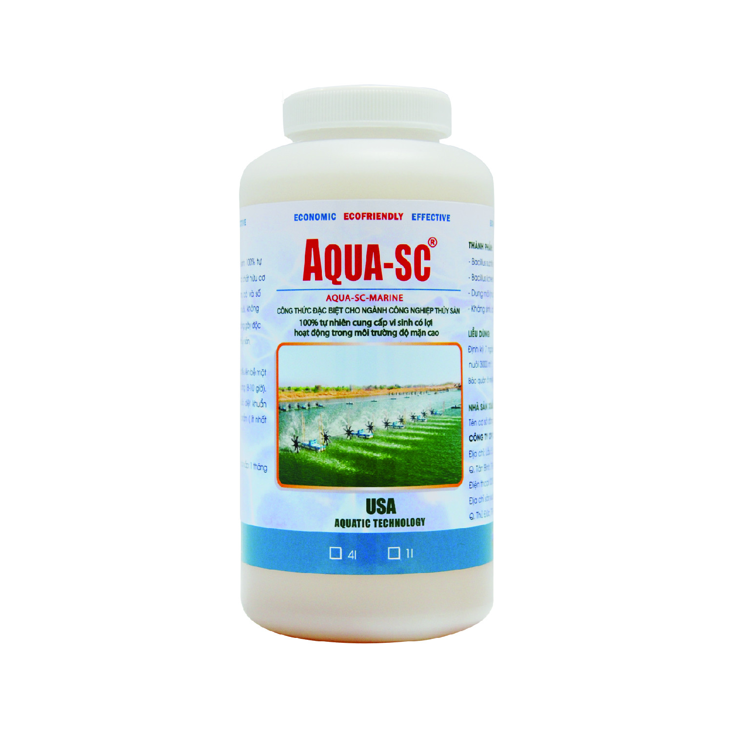 Men vi sinh xử lý nước ao nuôi nước mặn AQUA SC MARINE - Chai 1 lít - SCMARINE