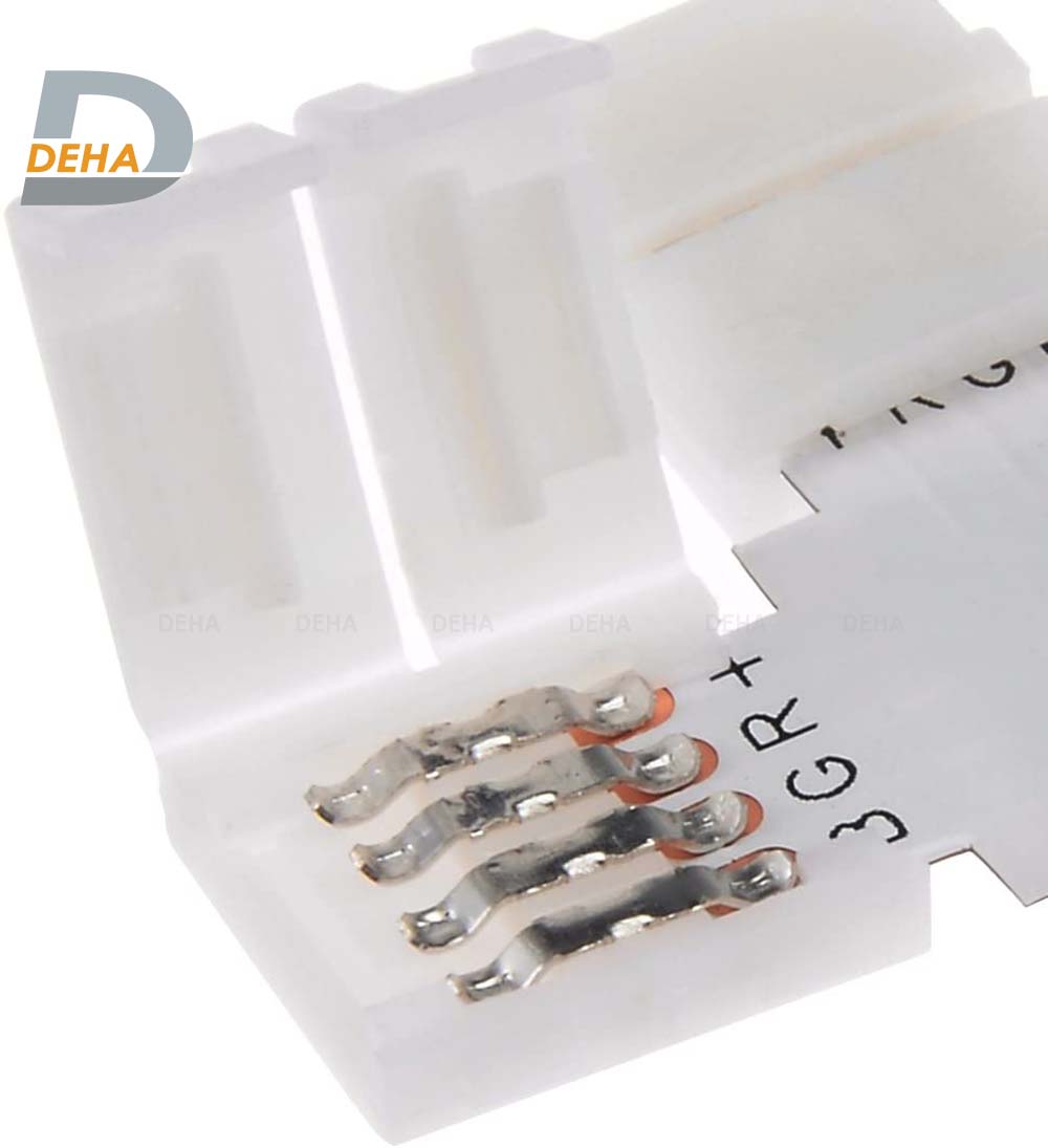 Đầu nối chữ thập, chữ X, dấu cộng + 4 chân cho led dây dán 5050, 2835, 3528 RGB đổi màu connector 4P pin 10 mm  trang trí dán tường thạch cao, cây máy tính, màn hình, ti vi, TV, Gaming, Tiktok dán tường, chống nước bền đẹp- Chính hãng DEHA