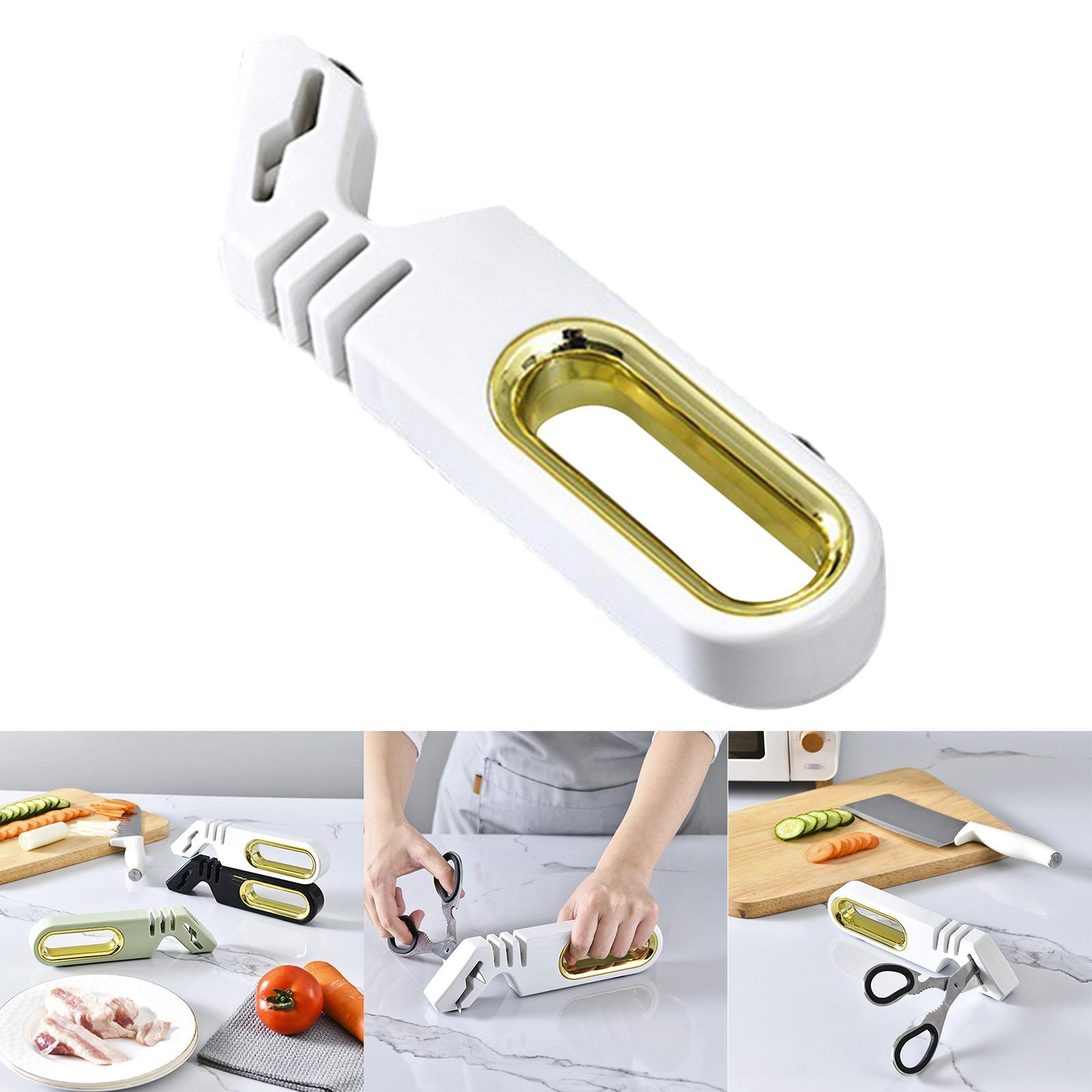 4 in 1 Knife Sharpener with Scissors Sharpening, Premium Polish Blades, Kitchen Knife Sharpener for Ceramic and Steel Knives, Scissors