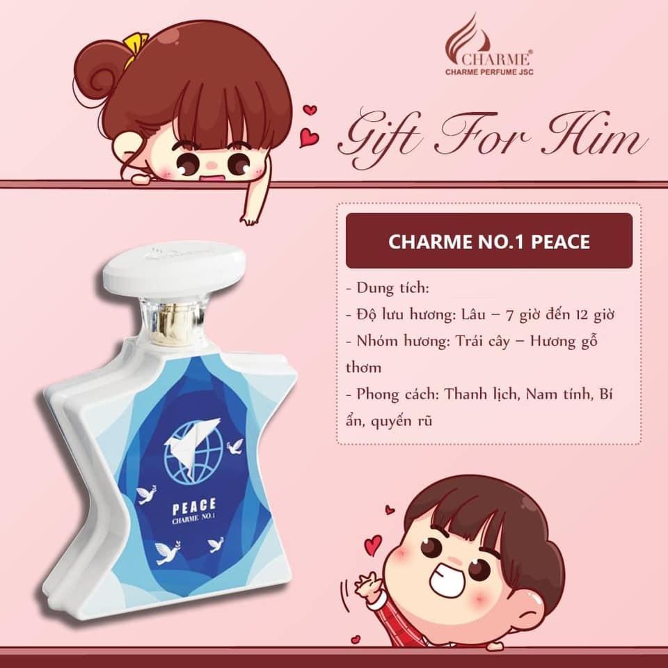 Nước hoa nam cao cấp, Charme N0.1 Peace, cho người đàn ông lịch lãm, yêu thích sự nhẹ nhàng, 15ml