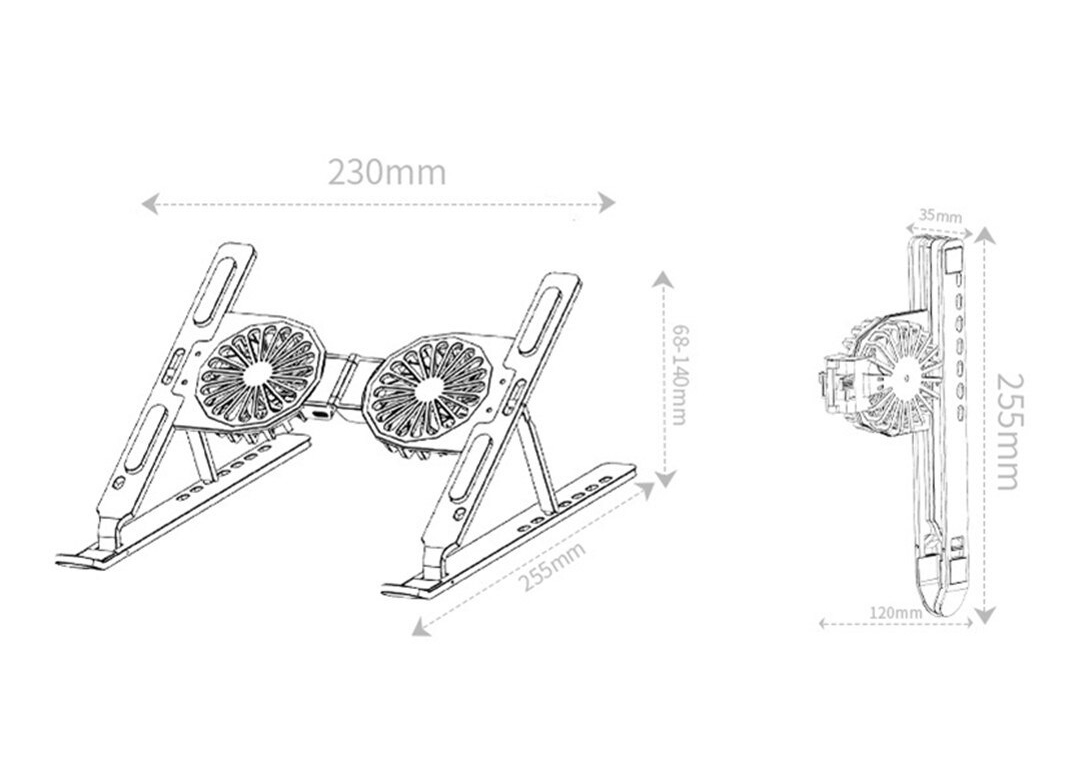 Giá đỡ Laptop Stand Cooling 2 Fan Nhôm Silver – Hàng Chính Hãng