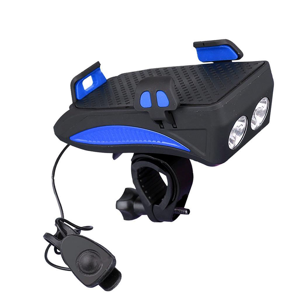 4-in-1 Bike Headlight Horn Hooter Bell Cycles Phone Holder Bracket