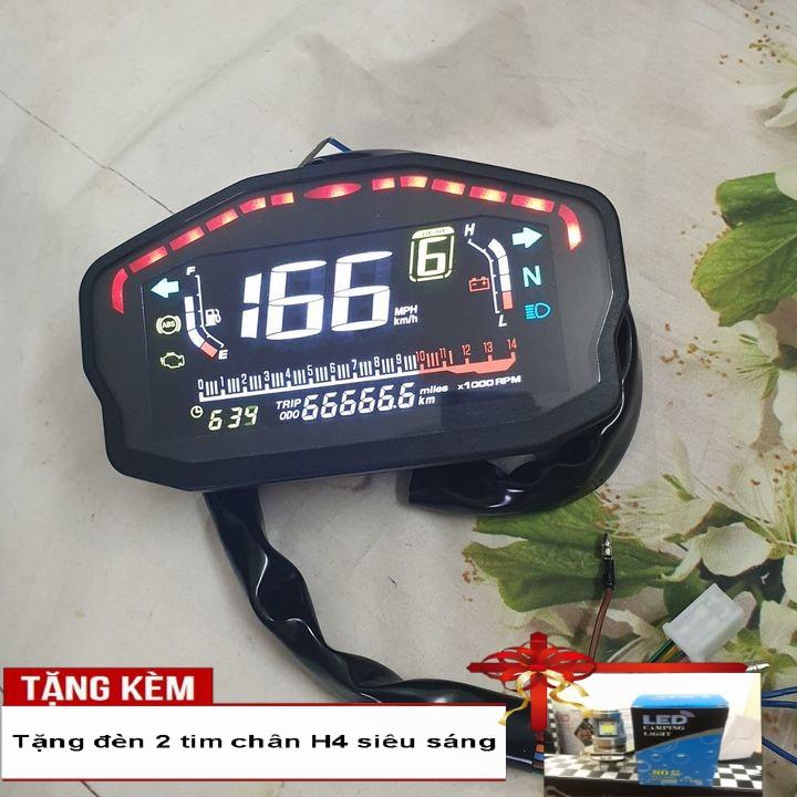 Đồng hồ điện tử dành cho xe DUCATI - màn hình LCD siêu chất - Tặng kèm đèn LED 2 tim chân H4 siêu sáng - A2098