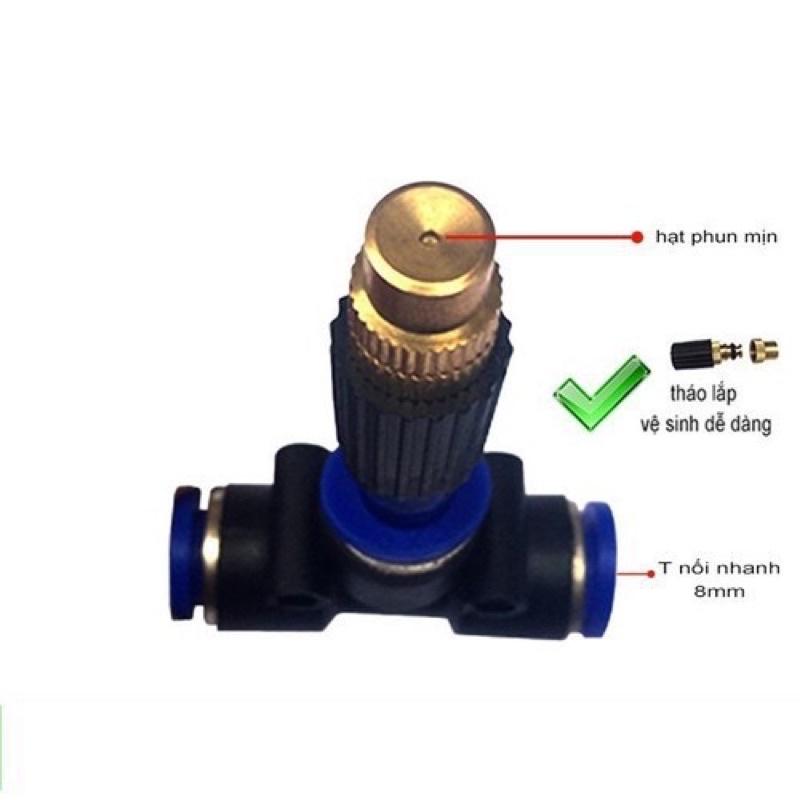 Béc Phun Sương 1 Cửa Chân T Dây 8mm Phun Sương Làm Mát Tưới Lan Cây Cảnh